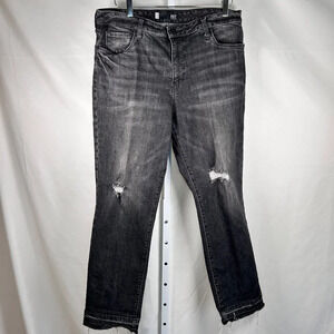 Kut from Kloth Reese Fab Ab High Rise Size 12 Straight Leg Jean Black Denim